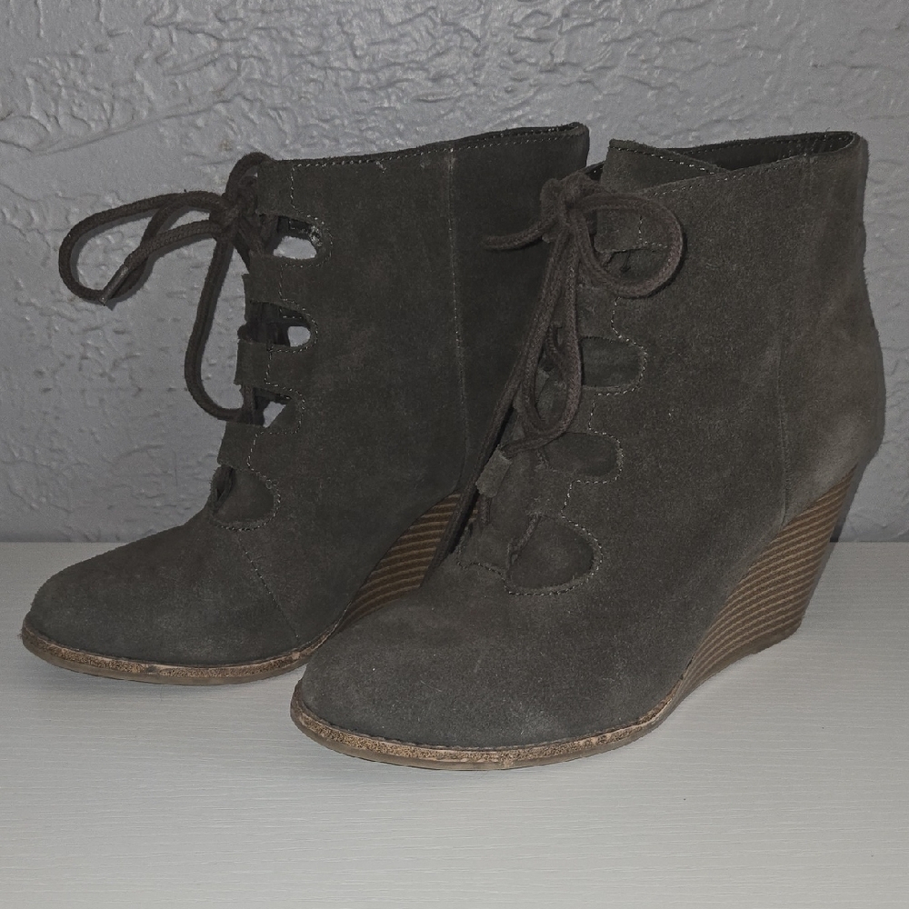 Sonoma Dark Olive Lace Up Wedge Boots